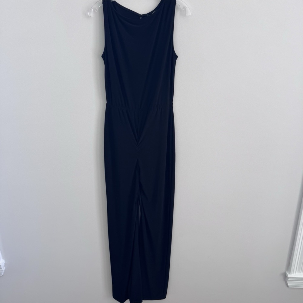 Express Women M Navy Sleeveless Jumpsuit Wide Leg Stretch Made USA